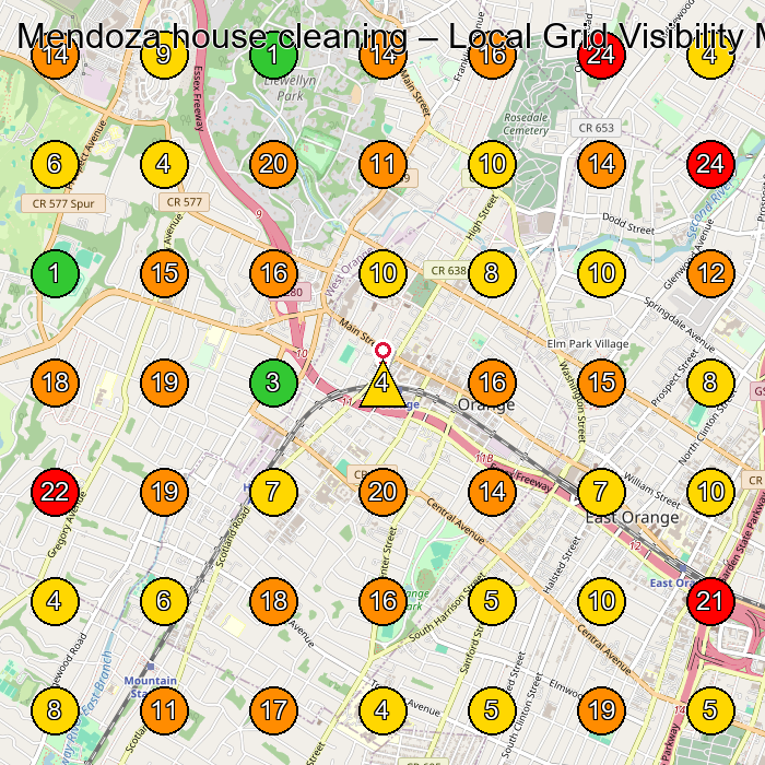 Mendoza house cleaning Servicio De Limpieza Doma(C)Stica GeoGrid ranking map for City of Orange NJ